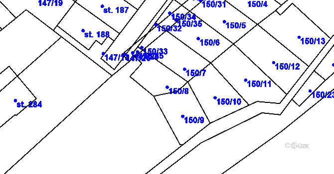 Parcela st. 150/8 v KÚ Morašice u Litomyšle, Katastrální mapa