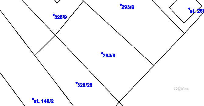 Parcela st. 293/9 v KÚ Morašice u Litomyšle, Katastrální mapa