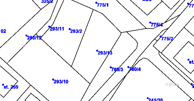 Parcela st. 293/13 v KÚ Morašice u Litomyšle, Katastrální mapa