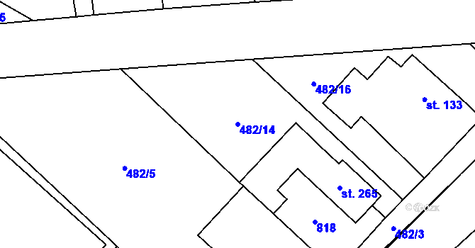 Parcela st. 482/14 v KÚ Morašice u Litomyšle, Katastrální mapa