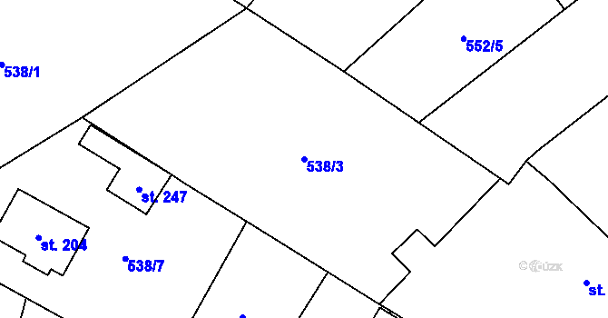 Parcela st. 538/3 v KÚ Morašice u Litomyšle, Katastrální mapa