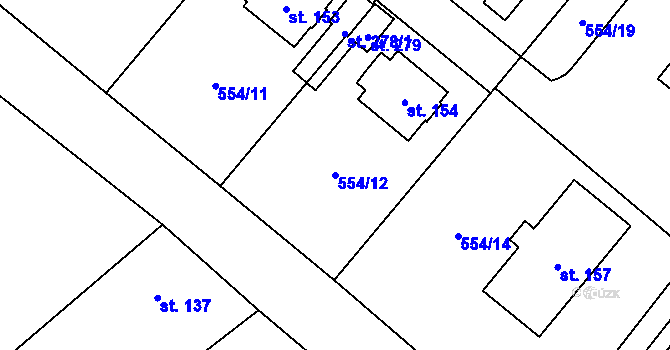 Parcela st. 554/12 v KÚ Morašice u Litomyšle, Katastrální mapa