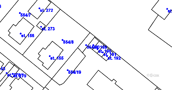 Parcela st. 554/20 v KÚ Morašice u Litomyšle, Katastrální mapa