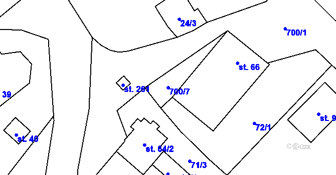 Parcela st. 700/7 v KÚ Morašice u Litomyšle, Katastrální mapa