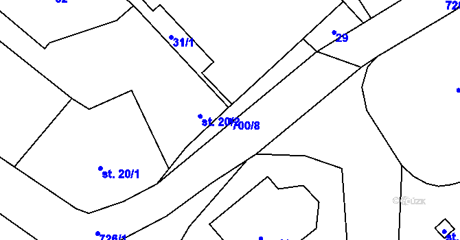 Parcela st. 700/8 v KÚ Morašice u Litomyšle, Katastrální mapa