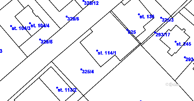 Parcela st. 114/1 v KÚ Morašice u Litomyšle, Katastrální mapa