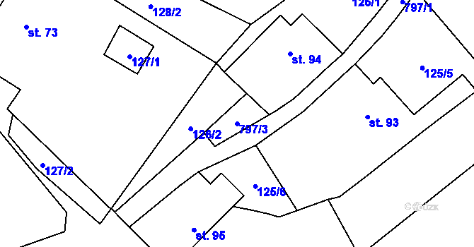 Parcela st. 797/3 v KÚ Morašice u Litomyšle, Katastrální mapa