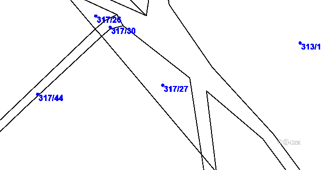 Parcela st. 317/27 v KÚ Nová Sídla, Katastrální mapa