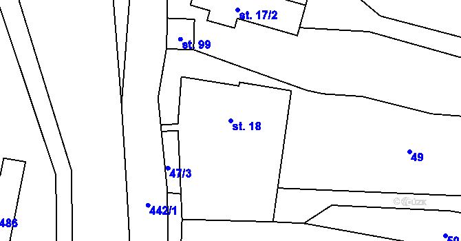 Parcela st. 18 v KÚ Řikovice u Litomyšle, Katastrální mapa