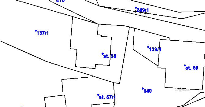 Parcela st. 58 v KÚ Řikovice u Litomyšle, Katastrální mapa