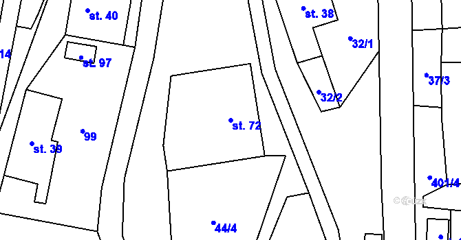 Parcela st. 72 v KÚ Řikovice u Litomyšle, Katastrální mapa