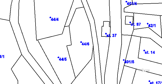 Parcela st. 44/6 v KÚ Řikovice u Litomyšle, Katastrální mapa
