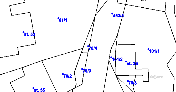 Parcela st. 78/4 v KÚ Řikovice u Litomyšle, Katastrální mapa