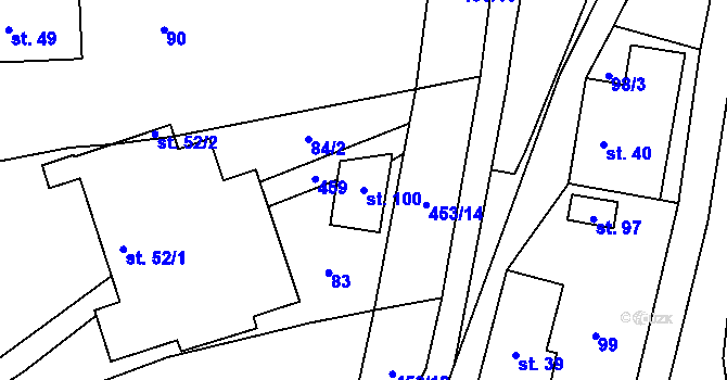 Parcela st. 100 v KÚ Řikovice u Litomyšle, Katastrální mapa