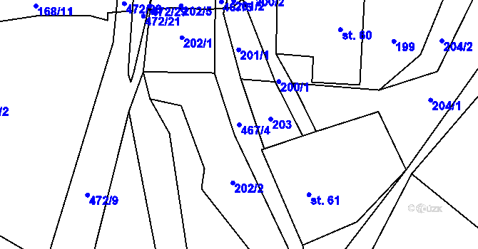 Parcela st. 467/4 v KÚ Řikovice u Litomyšle, Katastrální mapa