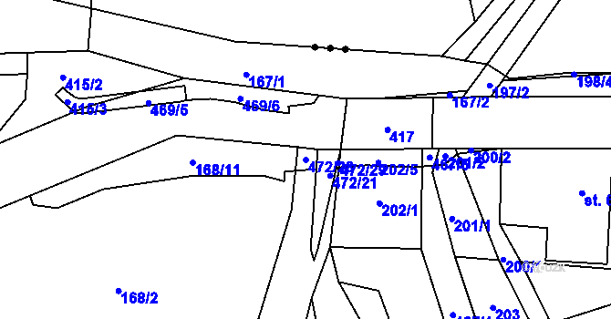 Parcela st. 472/28 v KÚ Řikovice u Litomyšle, Katastrální mapa