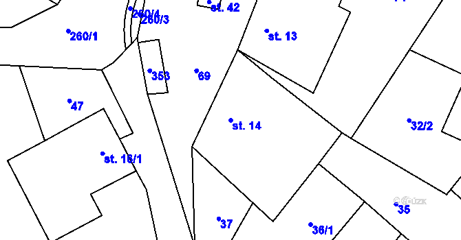 Parcela st. 14 v KÚ Tržek u Litomyšle, Katastrální mapa