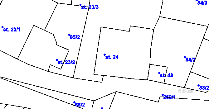 Parcela st. 24 v KÚ Tržek u Litomyšle, Katastrální mapa