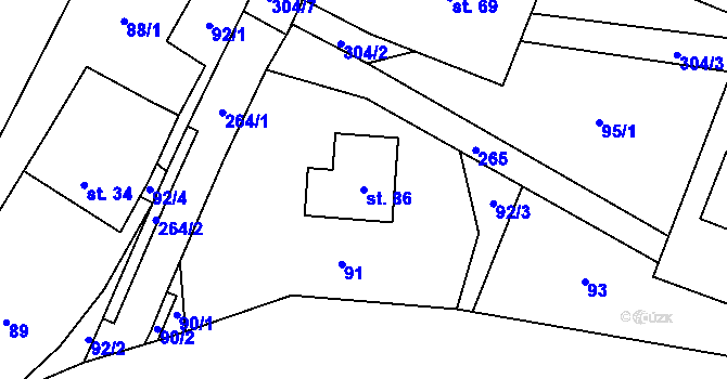 Parcela st. 86 v KÚ Tržek u Litomyšle, Katastrální mapa