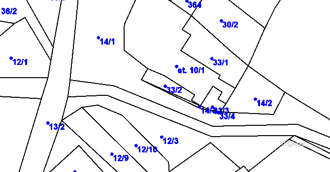 Parcela st. 33/2 v KÚ Tržek u Litomyšle, Katastrální mapa