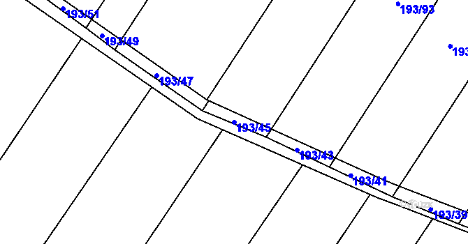 Parcela st. 193/45 v KÚ Tržek u Litomyšle, Katastrální mapa