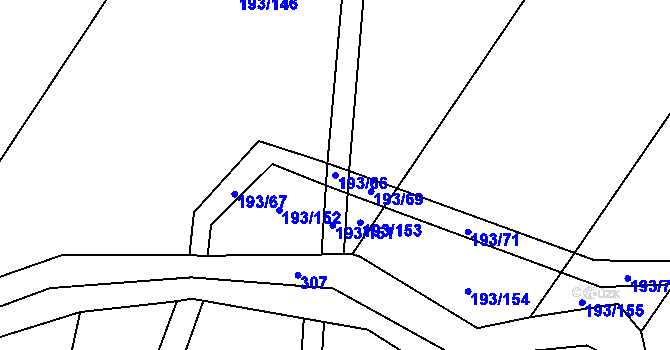 Parcela st. 193/66 v KÚ Tržek u Litomyšle, Katastrální mapa