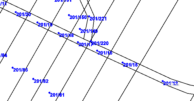 Parcela st. 201/16 v KÚ Tržek u Litomyšle, Katastrální mapa