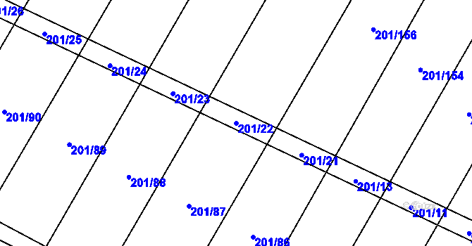 Parcela st. 201/22 v KÚ Tržek u Litomyšle, Katastrální mapa