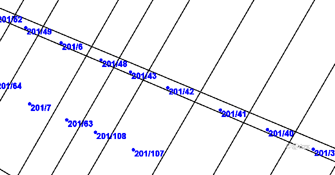 Parcela st. 201/42 v KÚ Tržek u Litomyšle, Katastrální mapa