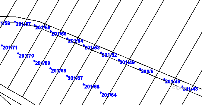 Parcela st. 201/52 v KÚ Tržek u Litomyšle, Katastrální mapa
