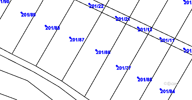Parcela st. 201/86 v KÚ Tržek u Litomyšle, Katastrální mapa