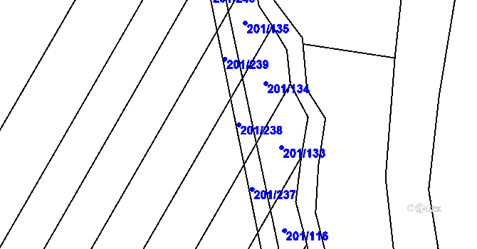 Parcela st. 201/238 v KÚ Tržek u Litomyšle, Katastrální mapa
