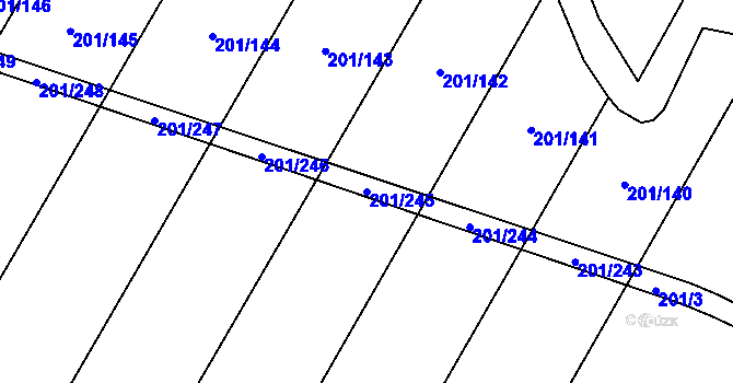 Parcela st. 201/245 v KÚ Tržek u Litomyšle, Katastrální mapa