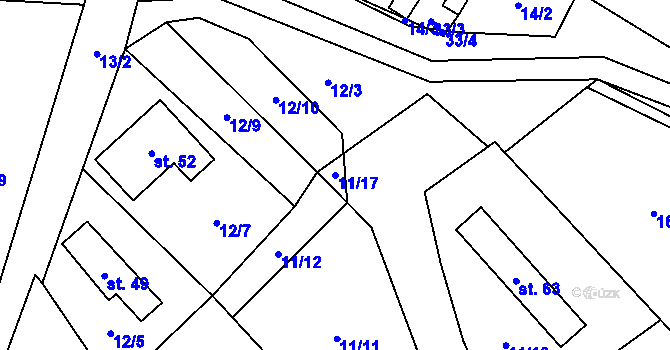 Parcela st. 11/17 v KÚ Tržek u Litomyšle, Katastrální mapa
