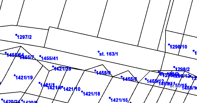 Parcela st. 163/1 v KÚ Morašice, Katastrální mapa
