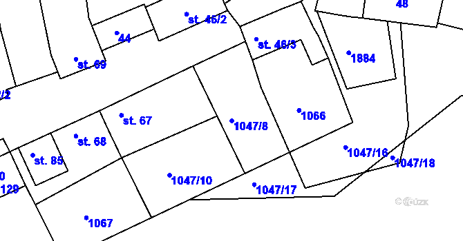 Parcela st. 1047/8 v KÚ Morašice, Katastrální mapa
