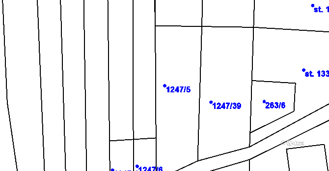 Parcela st. 1247/5 v KÚ Morašice, Katastrální mapa