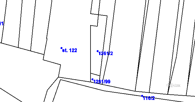 Parcela st. 1261/2 v KÚ Morašice, Katastrální mapa