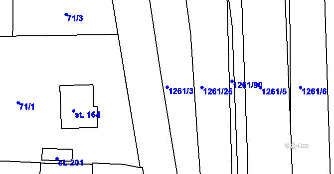 Parcela st. 1261/3 v KÚ Morašice, Katastrální mapa