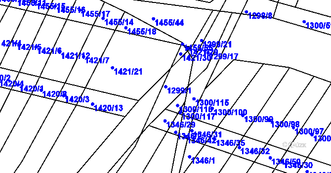 Parcela st. 1299/1 v KÚ Morašice, Katastrální mapa