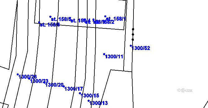 Parcela st. 1300/11 v KÚ Morašice, Katastrální mapa