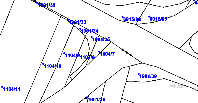 Parcela st. 1104/7 v KÚ Morašice, Katastrální mapa