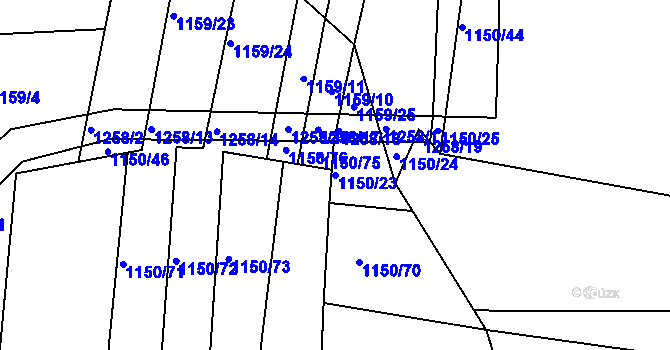 Parcela st. 1150/23 v KÚ Morašice, Katastrální mapa