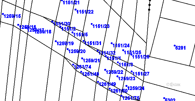 Parcela st. 1151/32 v KÚ Morašice, Katastrální mapa