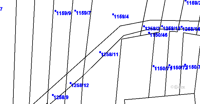 Parcela st. 1258/11 v KÚ Morašice, Katastrální mapa