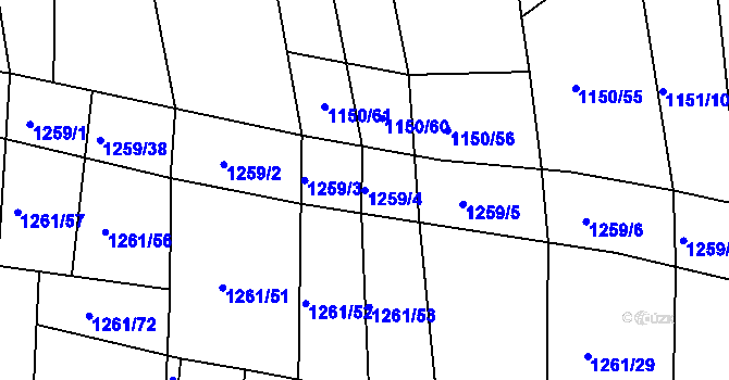 Parcela st. 1259/4 v KÚ Morašice, Katastrální mapa