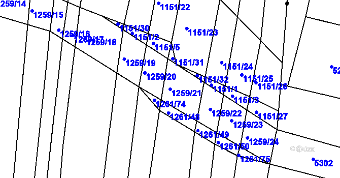 Parcela st. 1259/21 v KÚ Morašice, Katastrální mapa