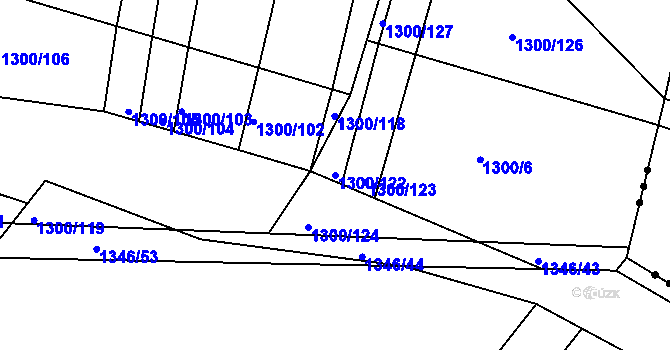 Parcela st. 1300/122 v KÚ Morašice, Katastrální mapa