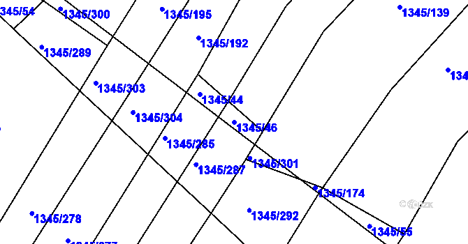 Parcela st. 1345/46 v KÚ Morašice, Katastrální mapa