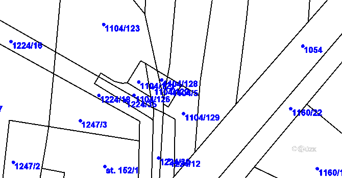 Parcela st. 1104/5 v KÚ Morašice, Katastrální mapa